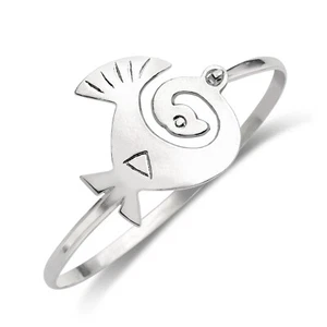 Sankofa Bird .925 Sterling Silver Hook Bangle, 1 piece - Picture 1 of 1