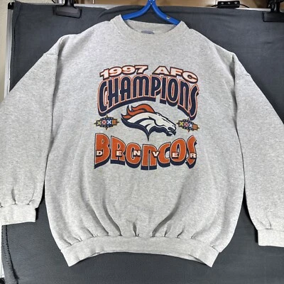 Vintage Denver Broncos Logo 7 Gray Sweatshirt Men’s Size XXL 1997 AFC Champions - Image 1 of 4