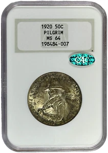 1920 NGC MS64 Pilgrim Classic Commemorative Half with CAC Label in Old Holder - Picture 1 of 2