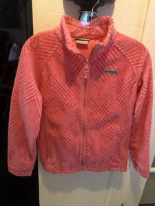 Columbia Fleece Jacket Youth XL(18-20) Pink ( CORAL) Stripes Full Zip Up Fleece - Picture 1 of 6