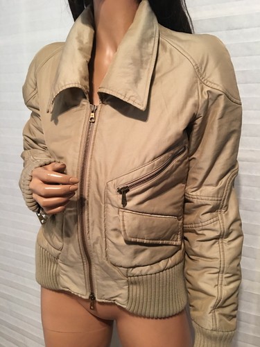 Giacca Moto Bomber Twill Riempimento Isolato Sabbia VALENTINO Autentica Tg 40 4