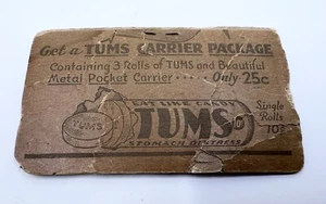 1935 Tums For The Tummy Ad Calendar Carrier Package Eat Like Candy - Picture 1 of 20