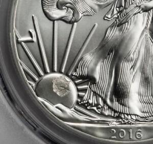 2016 PCGS MS69 Bizarre Stuck Thru Silver Eagle Dollar Mint Error Eclipsed Sun
