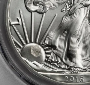 2016 PCGS MS69 Bizarre Stuck Thru Silver Eagle Dollar Mint Error Eclipsed Sun - Picture 1 of 5