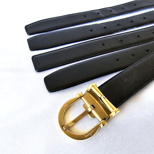 Salvatore Ferragamo Belt Lot 1 Brass Gancini Buckle 5 Leather Belt Straps 32-34