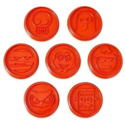 Nuevo 7 CORTADORES DE GALLETAS HALLOWEEN 7 MIMADOS CHEF Emoji Naranja ~ SELLADOS Foto 1 de 4