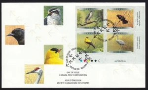 BIRDS OF CANADA-4 = HAWK, CRANE = Official FDC with LR block of 4 Canada 1999 - Picture 1 of 1