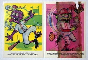 Lot of 2 BASEBALL WEIRD-OHS Stickers, 1966 Fleer - Lower Grade - Picture 1 of 2