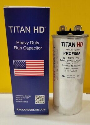 NEW Titan Hd PRCF80A Motor Run Capacitor 80Mfd  440V  Round, Made In USA, New.   • 21.99$