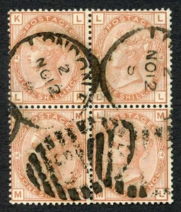 SG163 1/- orange-braun wmk Kronenplatte 14 Viererblock Katze 850 Pfund - Bild 1 von 1