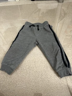 SPLENDID GREY BLACK VERTICAL STRIPED JOGGERS 12-18 MOS - Image 1 of 4