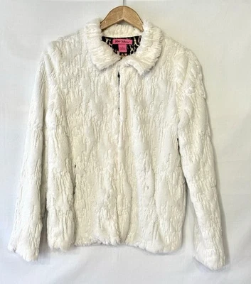 Betsy Johnson White Faux Fur And Sequin Size Small Boho Soft & Cuddly - Image 1 of 4