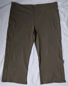 Athleta Wide Leg Crop Pant Olive Green Athleisure Casual Womens Size XL  - Picture 1 of 8