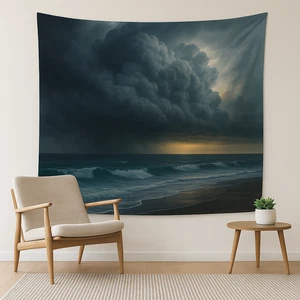 Stormy Ocean Tapestry Dramatic Coastal Wall Art for Home Décor - Picture 1 of 4