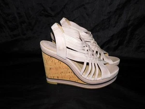 Frye 8.5 Blush Pink Corrina Woven Wedge Heel Sandals Leather Open Toe Strap Back - Picture 1 of 14