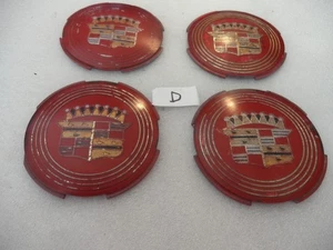 1957 57 Cadillac Eldorado hubcap center original RED medallions (4) - good - D - Picture 1 of 13