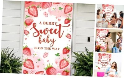  Banner de ducha de bebé fresa bayas dulces decoraciones de baby shower una baya  Foto 1 de 4