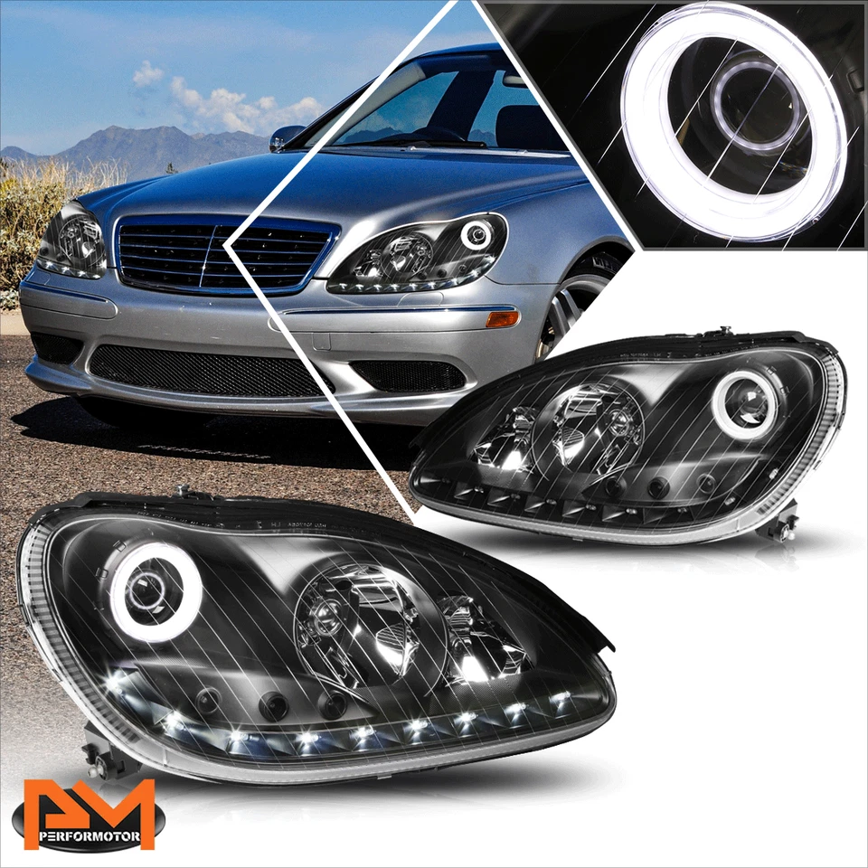 Faro proyector DRL tira LED DRL negro carcasa para Mercedes Clase S W220 00-06 Foto 1 de 4