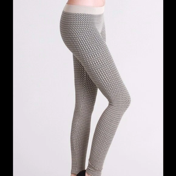 NEW HerringboneBeige Weave Pattern Leggings by Niki Biki One Size - Image 1 of 1