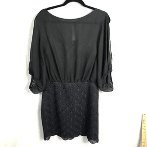 Laundry By Shelli Segal Dress Womens 6 Black Sheer Overlay Lace Cocktail NEW - Picture 1 of 18