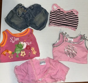 BUILD A BEAR BAB CLOTHING OUTFITS LOT 4 PINK TOPS+SHORTS - Picture 1 of 5