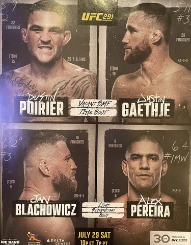 22"x28" UFC 291 Poirier vs Gaethje 2 / Pereira vs Blachowicz Poster Cover