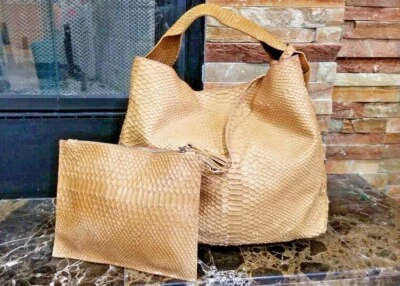 Bolso Hobo Mujer Imitación Piel de Serpiente Beige Bolso de Hombro Cartera Nuevo sin Etiquetas Foto 1 de 4