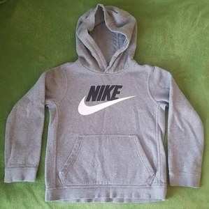 NIKE Logo Swoosh Sweatshirt Youth Medium Gray Hoodie Sweater Youth Kids M Unisex - Picture 1 of 7