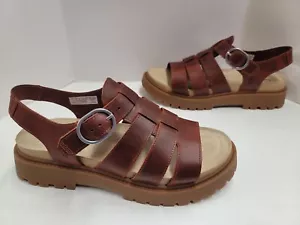 NIB Women's Timberland CLAIREMONT WAY Fisherman Sandals TB0A5ZKZ EQ8 Dark Red - Picture 1 of 6