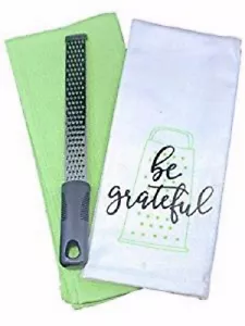 Grattugia Zester con Set di Asciugamani da Cucina Umoristici "Sii Grato" - Foto 1 di 2