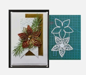 Juego de 2 flores de Navidad corte de metal troquelado fabricación de tarjetas de recortes papel artesanal - Imagen 1 de 2