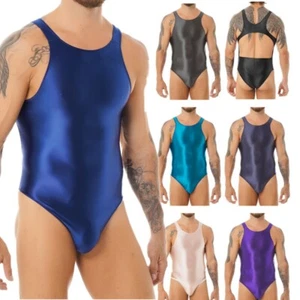 Men's Bodysuit Silk Elasticity One-piece Shapers Swim Leotard Backless Underwear - Picture 1 of 84