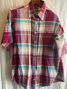 Ralph Lauren Button Down Size XL 100% Cotton Plaid Short Sleeve Multi Color - Picture 1 of 4