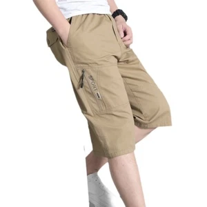 Mens Work Shorts Combat Cargo Multi Pockets Summer Shorts Cotton Zip Half Pants - Picture 1 of 13