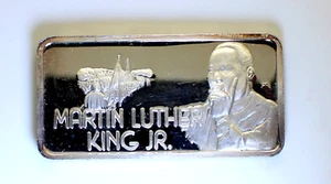Escasa barra de plata fina Dr. Martin Luther King Jr. 1974 1 OZ .999, Hamilton Mint - Imagen 1 de 3