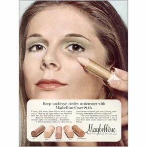 1973 Maybelline: Undyereye Circles Cover Stick Vintage Print Ad - Picture 1 of 1