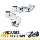 Chrome 1&quot; Engine Guard Bowleg Footpeg Foot Rest Clamps+Cruiser Keychain