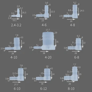90° Elbow Hose Joiner Barbed Splicer Plastic Pipe Reducing Connector 2.4mm-20mm - Picture 1 of 9