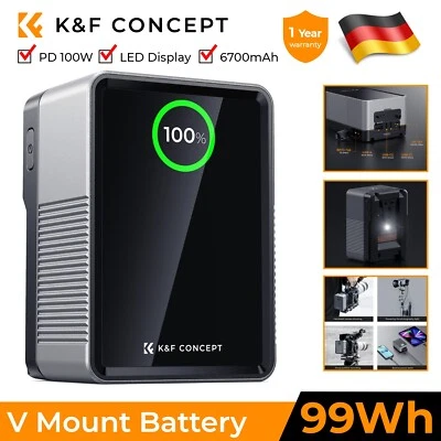 K&F Concept 99Wh Mini V-Mount Akku, 6700mAh 14.8V mit 100W PD USB-C für Kamera - Bild 1 von 4