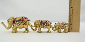 Hinged Ring Holder Small Elephant Bejeweled Trinket Boxes Figurine (Set of 3) TF - Picture 1 of 10