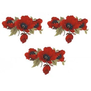 Calcomanías de cerámica esmaltadas en aerosol de flores de amapola roja F - Imagen 1 de 3