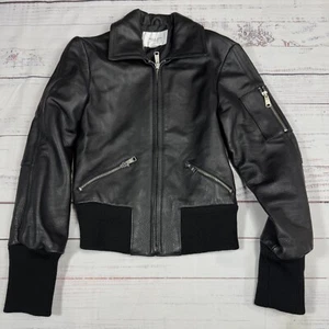 Paul & Joe For Target Women's Black Leather Jacket Zip Up Lined Tag XS Sz XXS - Picture 1 of 11