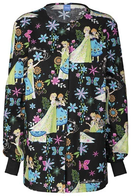Frozen Cherokee Scrubs Tooniforms Disney Snap Front Warm Up Jacket 6350C FZEV - Image 1 of 4