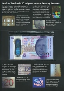 Scotland (Bank of Scotland) two 20 Pound notes issued in 2020 in Folder LIMITED - Picture 1 of 8