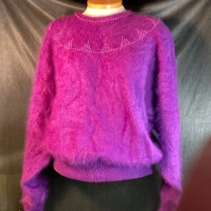 Vintage 80’s Vanesha Angora purple sweater. C112 Size S Has not been laundered. - Picture 1 of 6