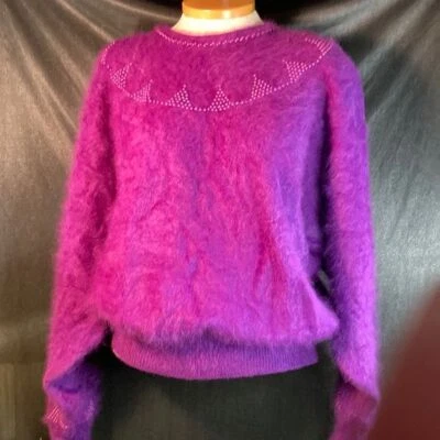 Vintage 80’s Vanesha Angora purple sweater. C112 Size S Has not been laundered. - Image 1 of 4