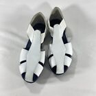 Earth Shoe Sandal Slip On White 90?s Leather and Elastic Vintage Flats Womens 9