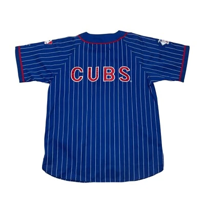 Vintage Starter Chicago Cubs MLB Baseball Jersey Adult Sz XL Pinstripe Blue - Image 1 of 4