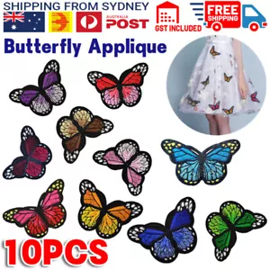 10pcs Butterfly Embroidered Cloth Iron On Patch Sew Motif Applique Craft - Picture 1 of 8