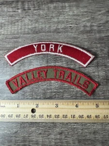 Boy Scouts Vintage Lot Of 2 Patches community Strip "York" and "Valley Trails" - Picture 1 of 1